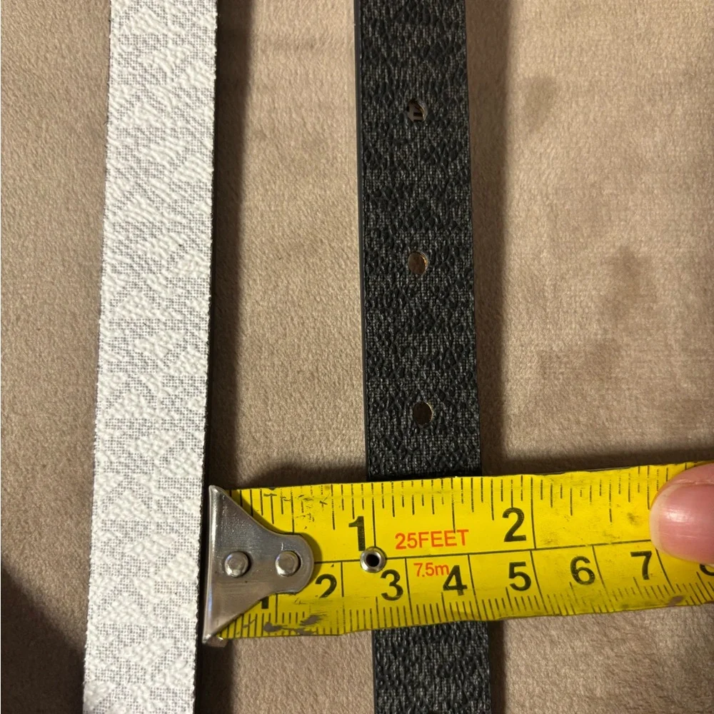 Michael Kors Women's Monogram Black & WhitSkinny Logo Belts 2Pack Size Small